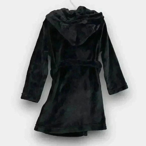 NEW! BATMAN Plush Hooded Robe shiny black belted kids 2T and XS(4/5) - Picture 4 of 5